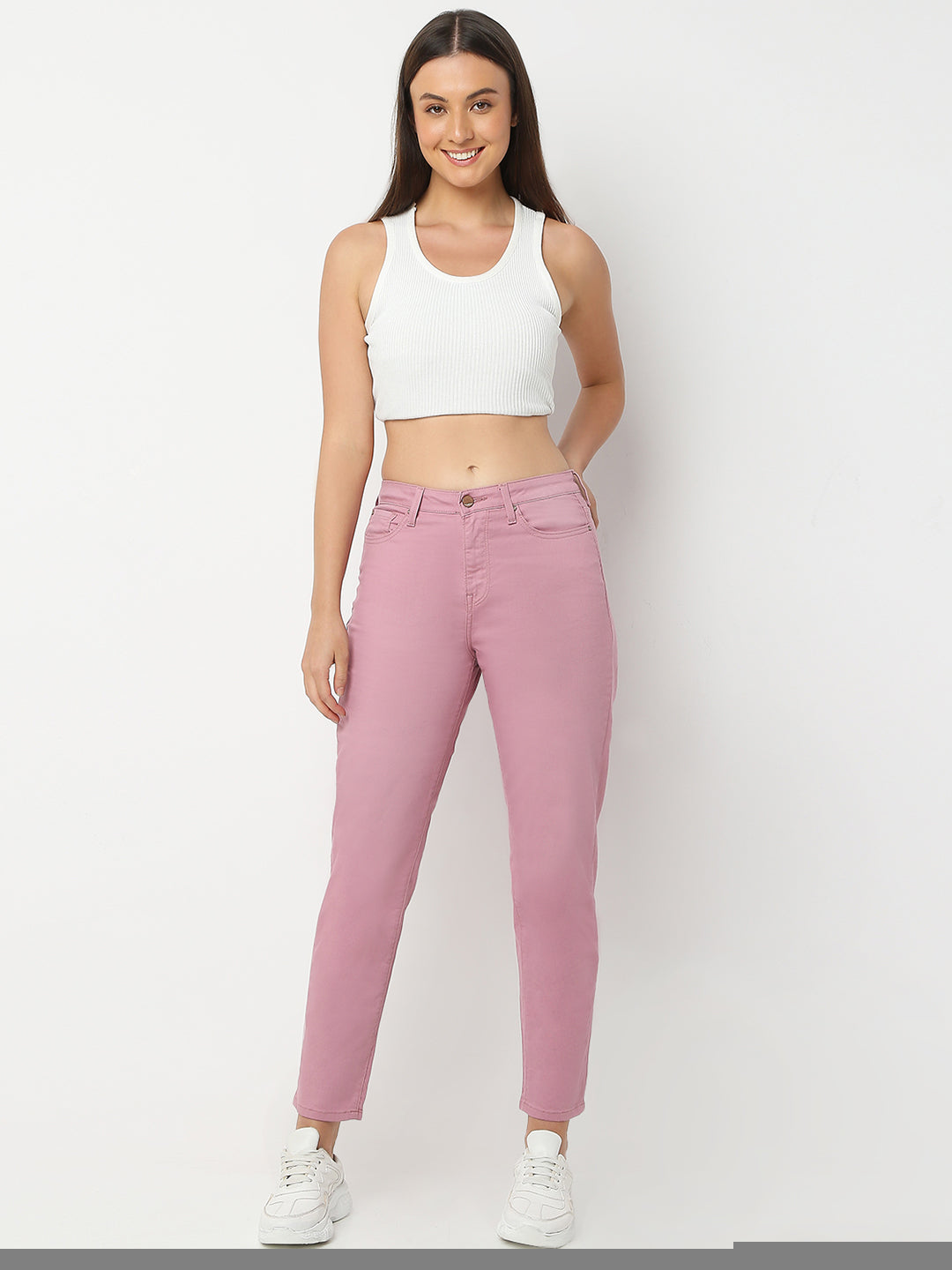 Spykar Mauve Mom fit High Rise Jeans For Women