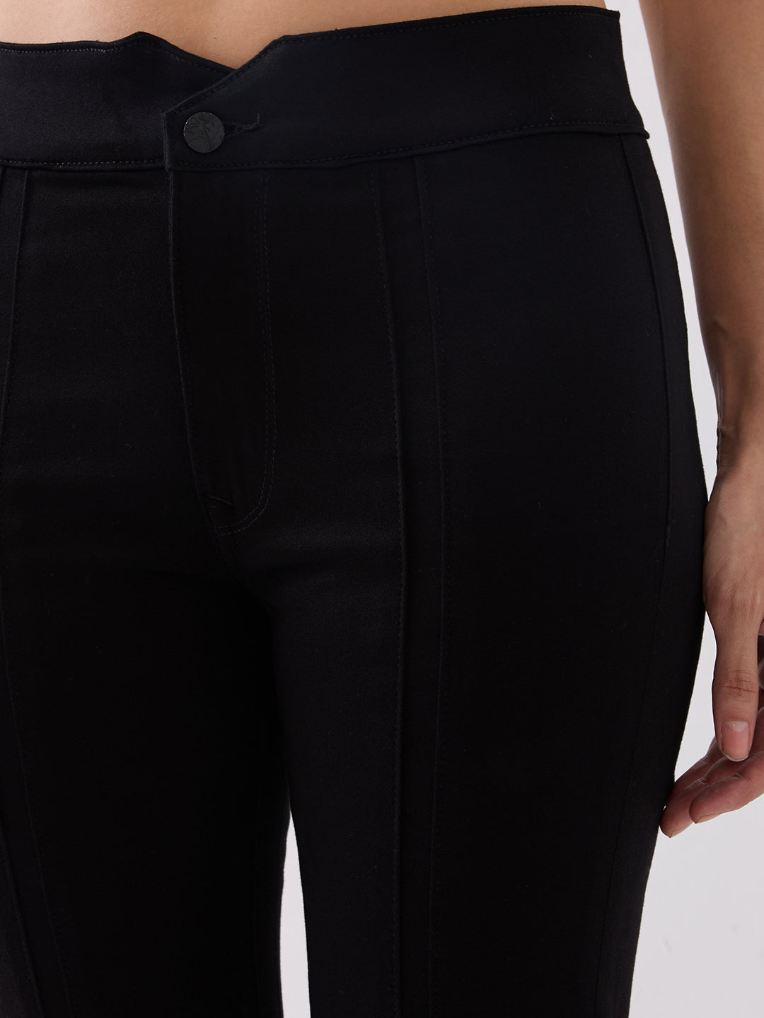 Spykar Black Mid Rise Slim Straight Fit Formal Jeans For Women