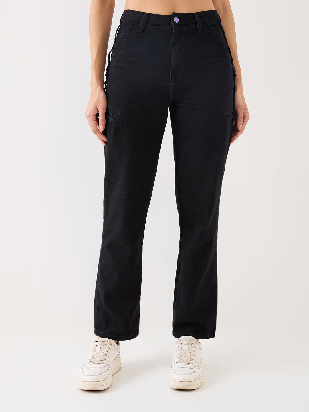 Spykar Black High Rise Straight Fit Casual Jeans For Women