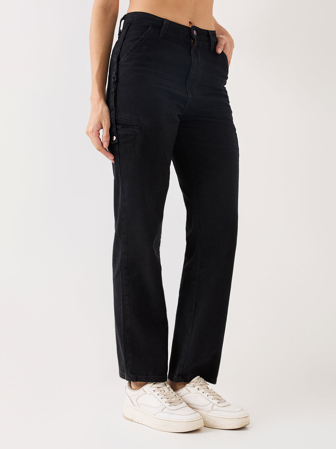 Spykar Black High Rise Straight Fit Casual Jeans For Women