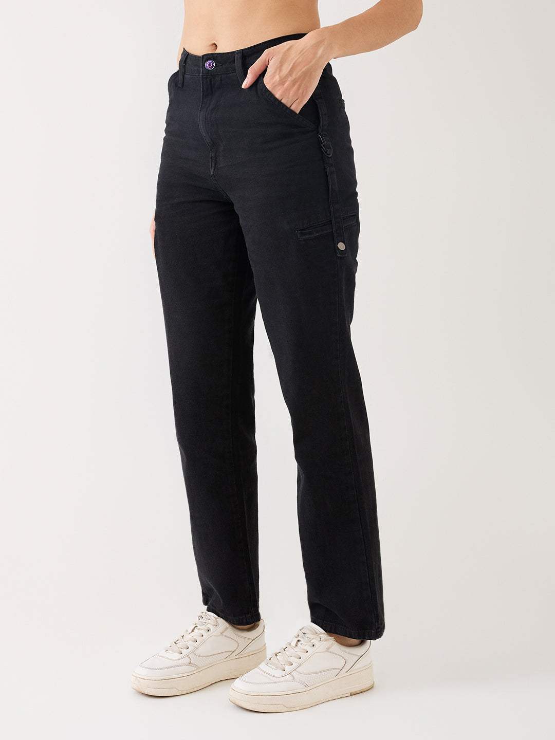 Spykar Black High Rise Straight Fit Casual Jeans For Women