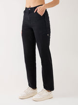 Women Bella Jeans Straight Fit Black High Rise