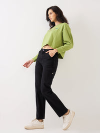 Women Bella Jeans Straight Fit Black High Rise