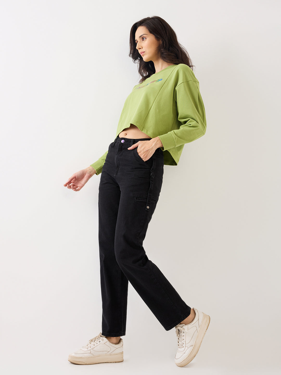 Women Bella Jeans Straight Fit Black High Rise