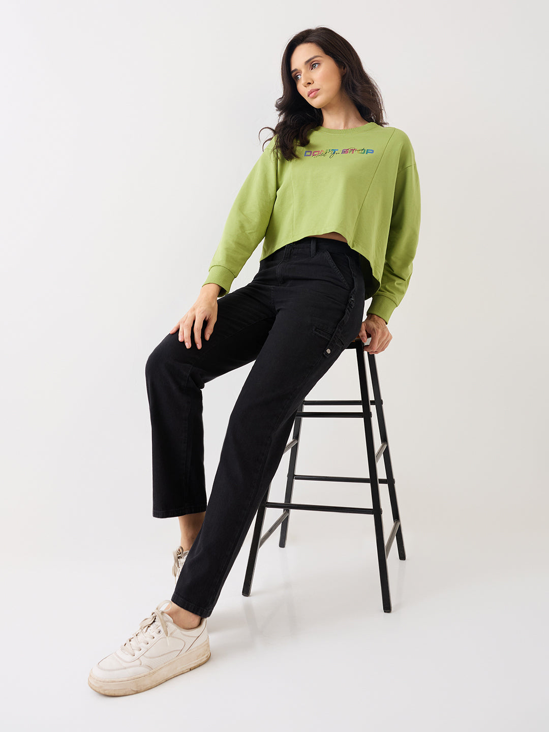Spykar Black High Rise Straight Fit Casual Jeans For Women