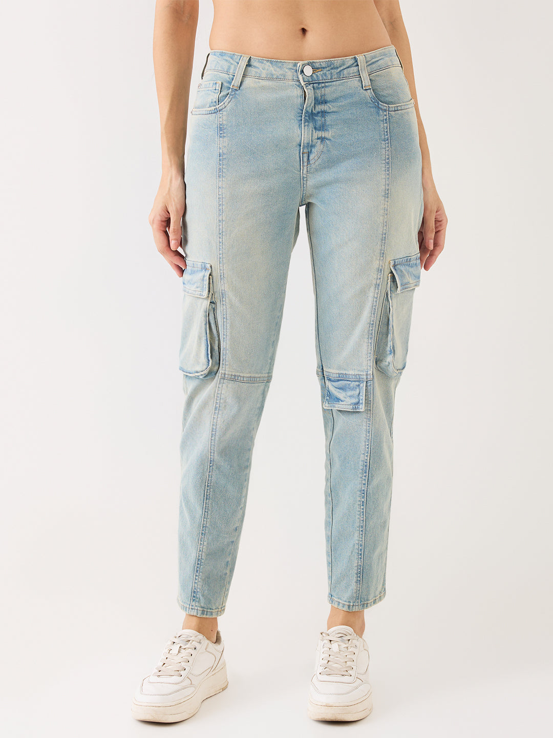 Spykar Blue Mid Rise Mom Fit Casual Jeans For Women