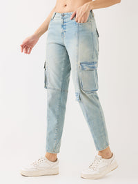 Women Amora Jeans Mom Fit Blue Mid Rise