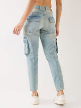 Women Amora Jeans Mom Fit Blue Mid Rise