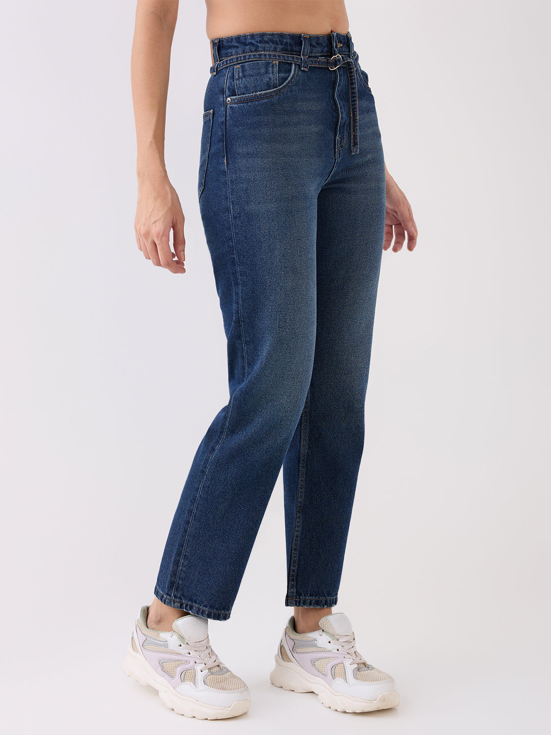 Spykar Blue High Rise Straight Fit Casual Jeans For Women