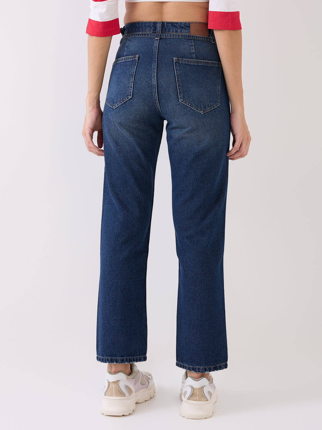 Spykar Blue High Rise Straight Fit Casual Jeans For Women