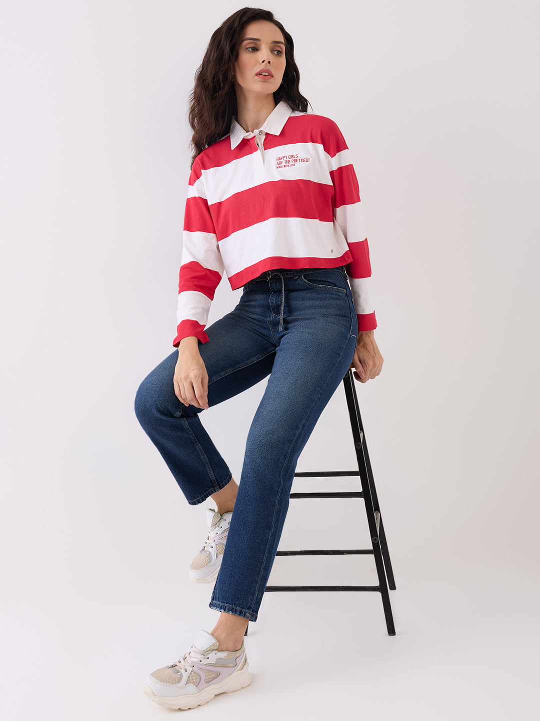 Spykar Blue High Rise Straight Fit Casual Jeans For Women