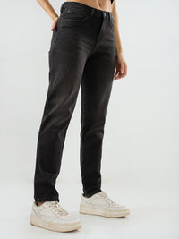 Women Amora Jeans Mom Fit Black Mid Rise