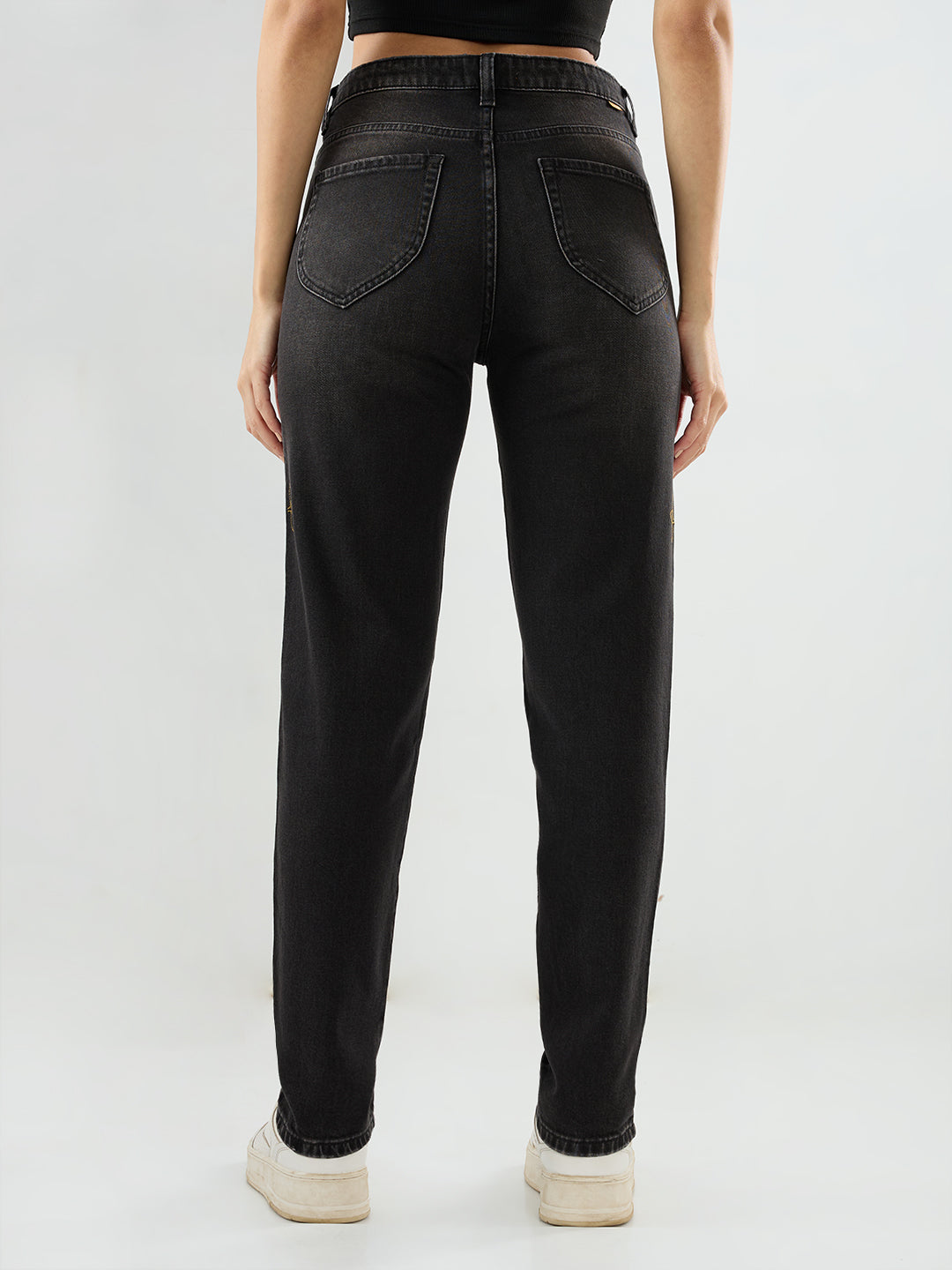 Women Amora Jeans Mom Fit Black Mid Rise