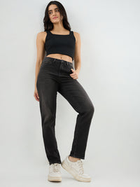 Women Amora Jeans Mom Fit Black Mid Rise