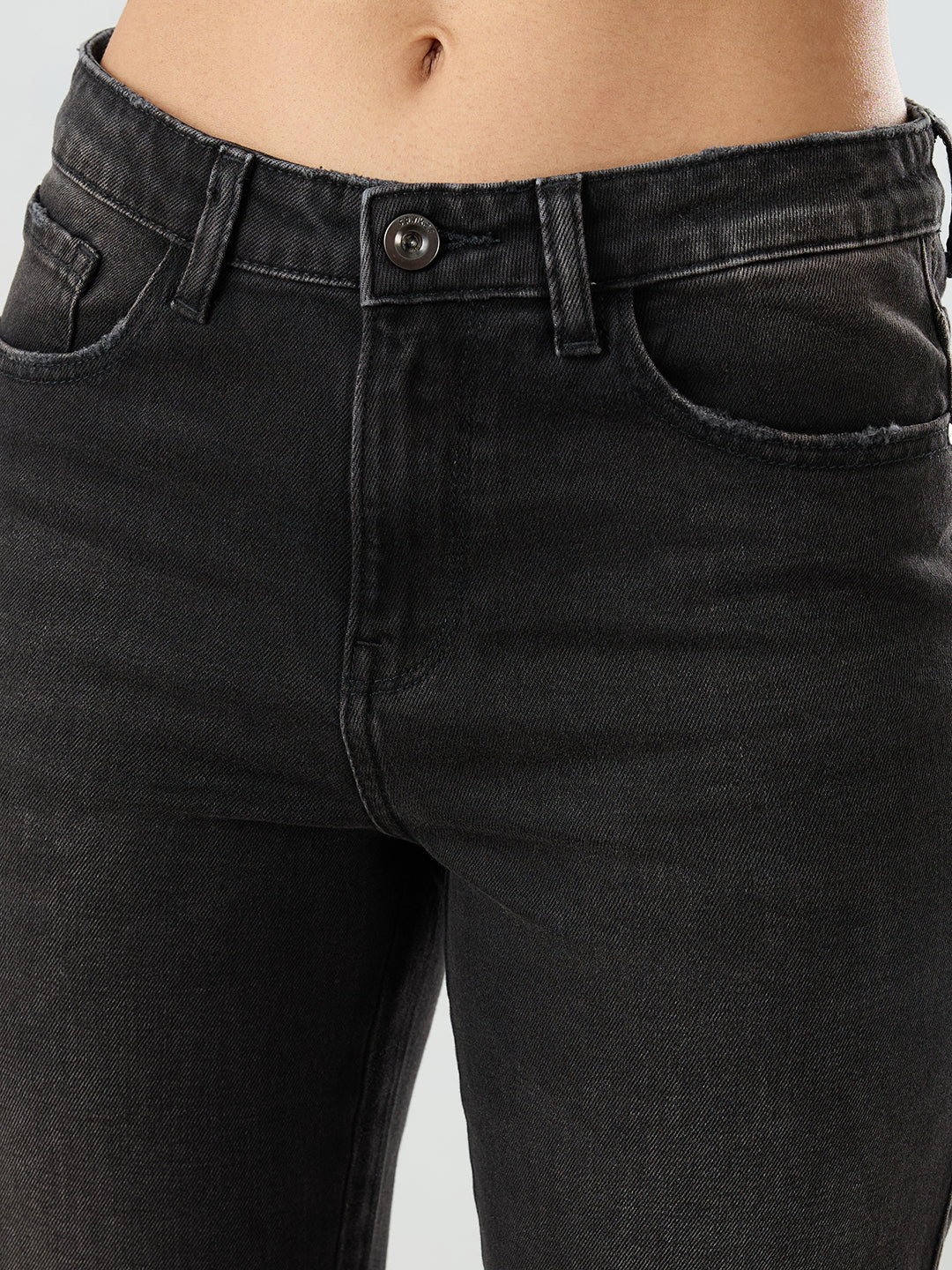 Women Amora Jeans Mom Fit Black Mid Rise