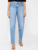 Women Amora Jeans Mom Fit Mid Blue High Rise