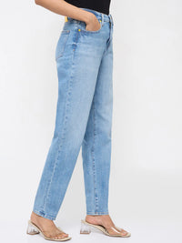 Women Amora Jeans Mom Fit Mid Blue High Rise