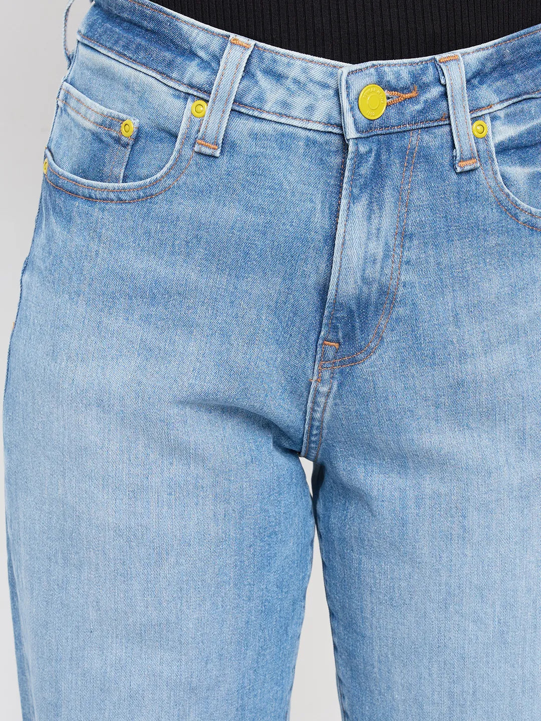 Women Amora Jeans Mom Fit Mid Blue High Rise