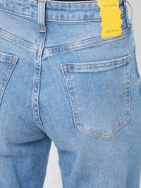 Women Amora Jeans Mom Fit Mid Blue High Rise