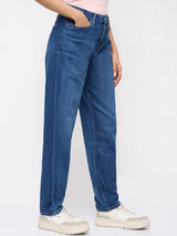 Women Amora Jeans Mom Fit Dark Blue Mid Rise