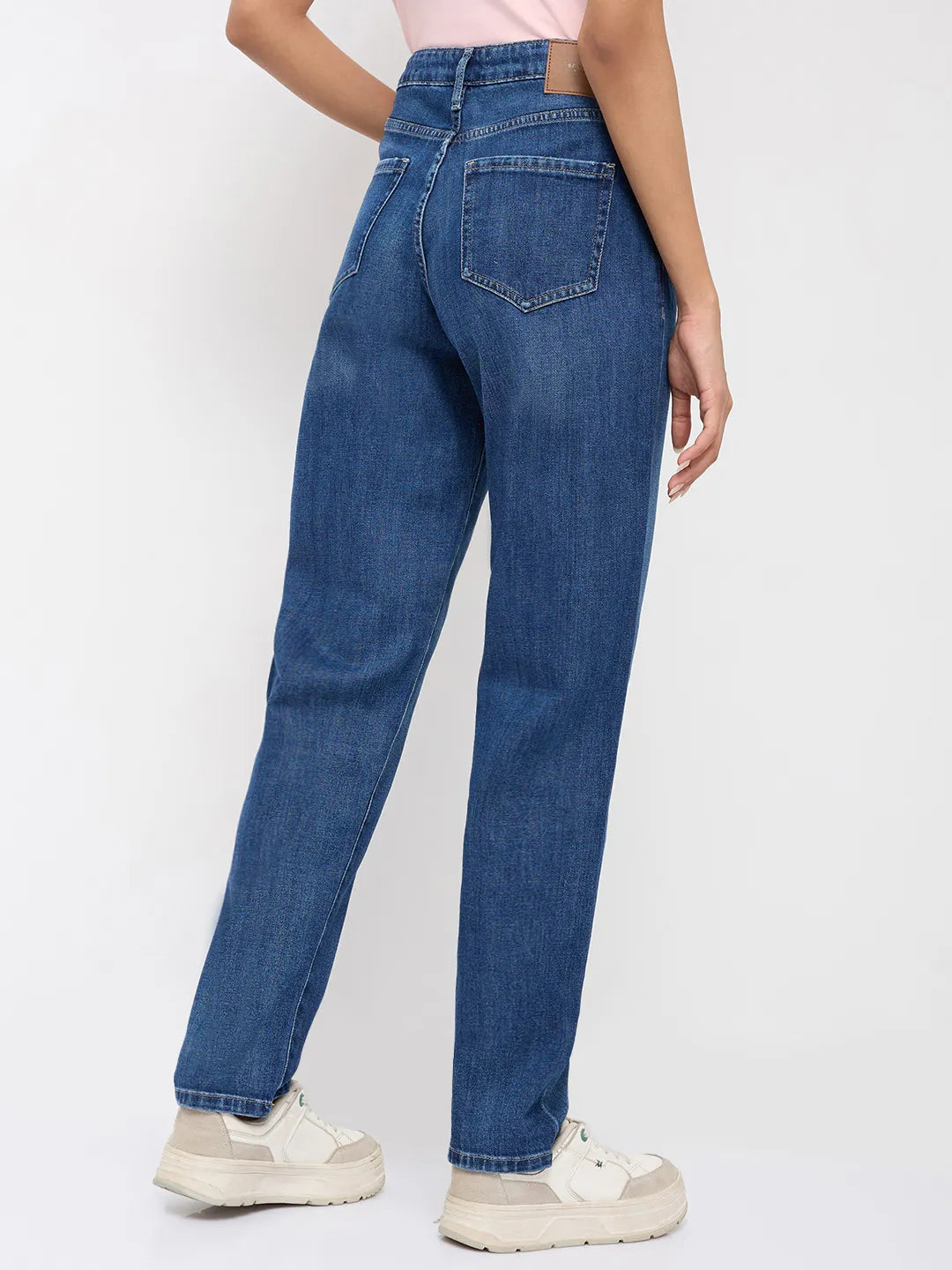 Women Amora Jeans Mom Fit Dark Blue Mid Rise
