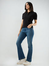 Women Elissa Jeans Boot Cut Fit Vintage Blue High Rise