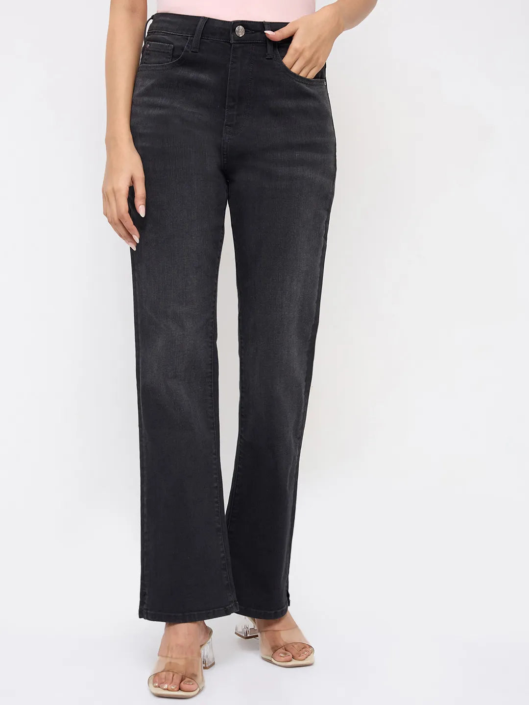 Women Elissa Jeans Boot Cut Fit Black High Rise