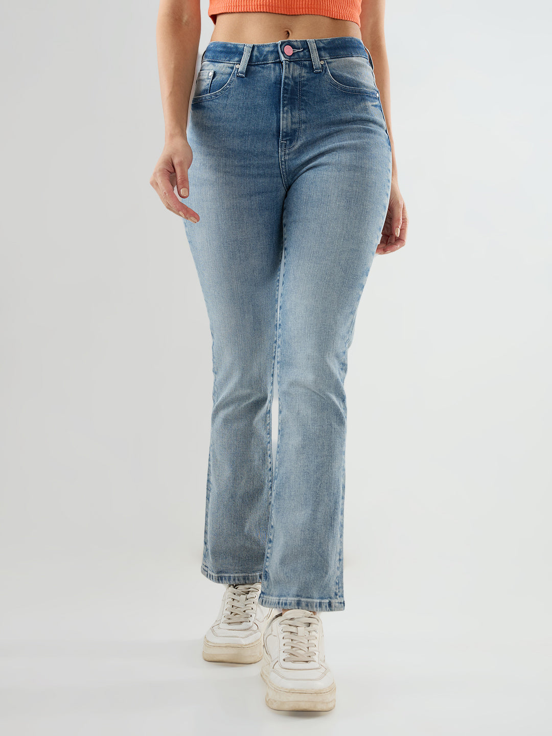 Women Elissa Jeans Boot Cut Fit Light Blue High Rise