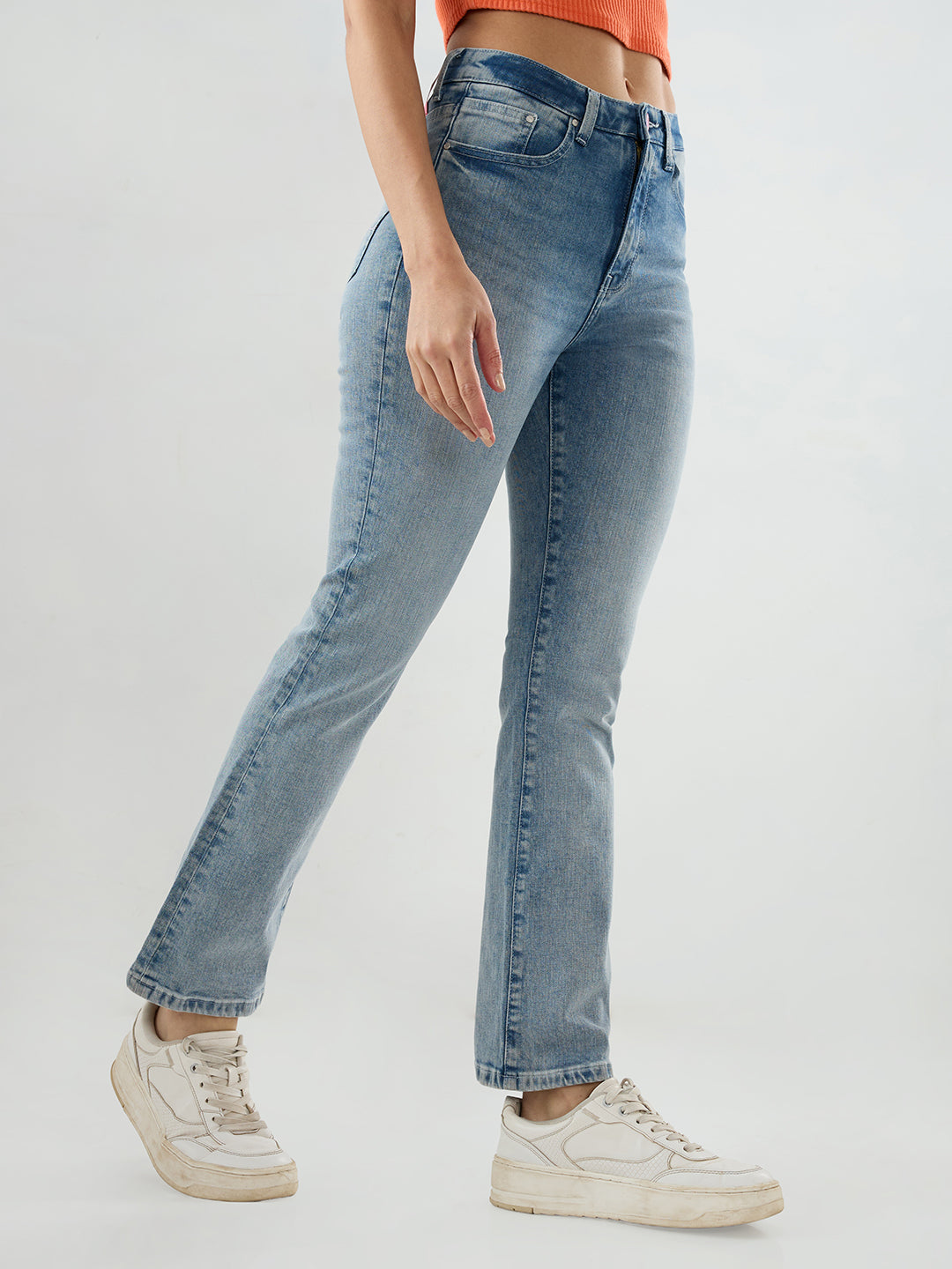 Women Elissa Jeans Boot Cut Fit Light Blue High Rise
