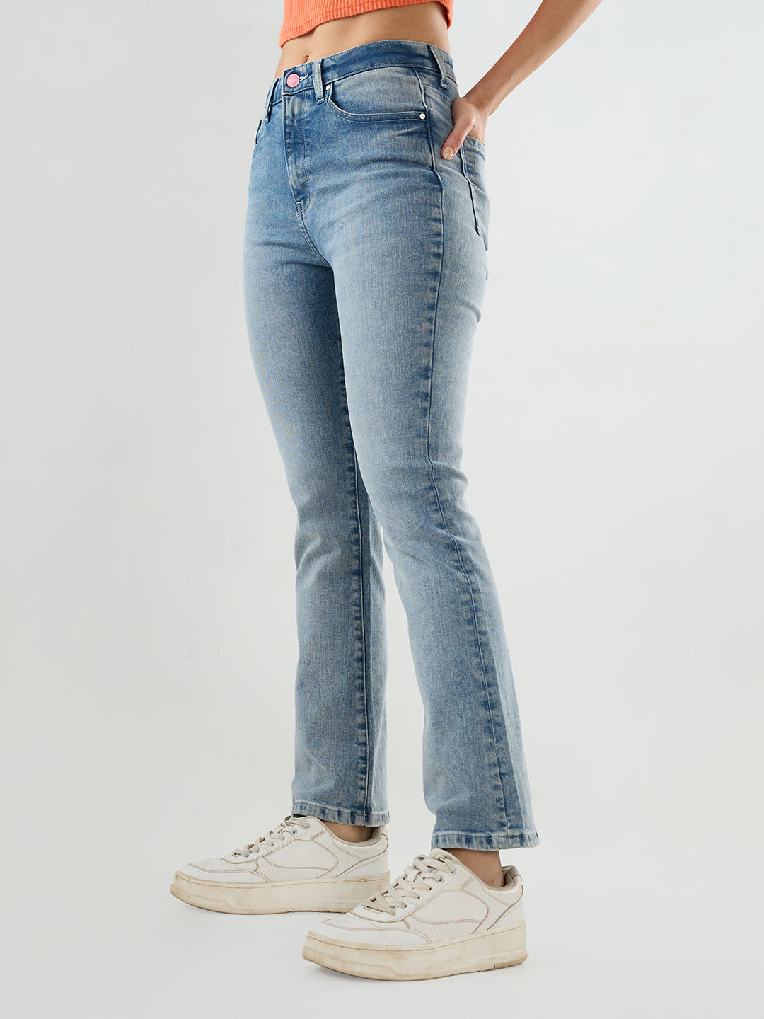 Women Elissa Jeans Boot Cut Fit Light Blue High Rise