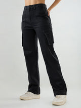 Women Bella Jeans Straight Fit Black High Rise
