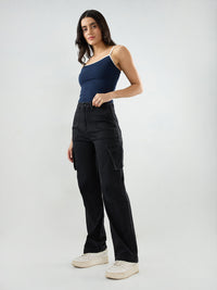 Women Bella Jeans Straight Fit Black High Rise