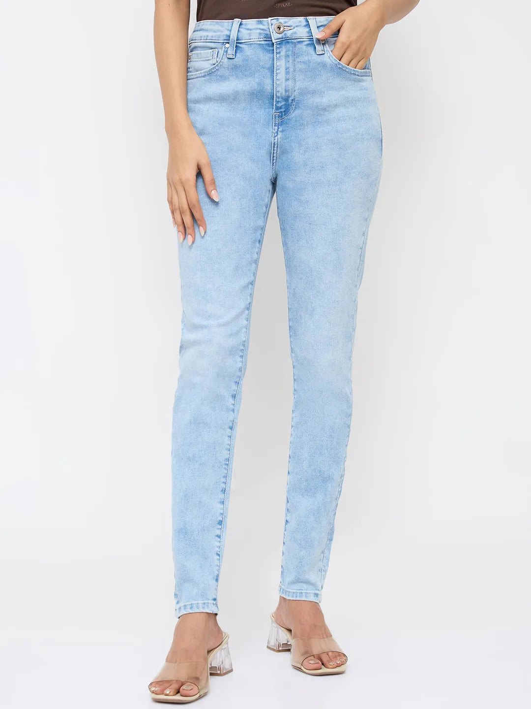 Women Alexa Jeans Super Skinny Fit Ice Blue High Rise