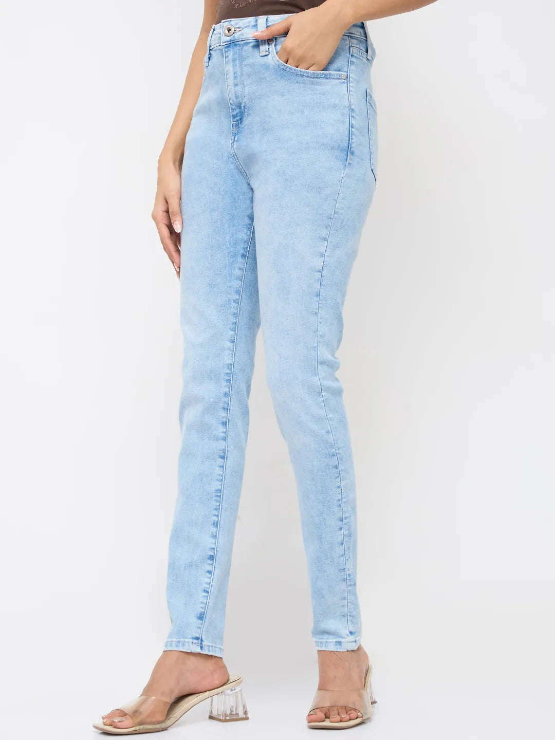 Women Alexa Jeans Super Skinny Fit Ice Blue High Rise