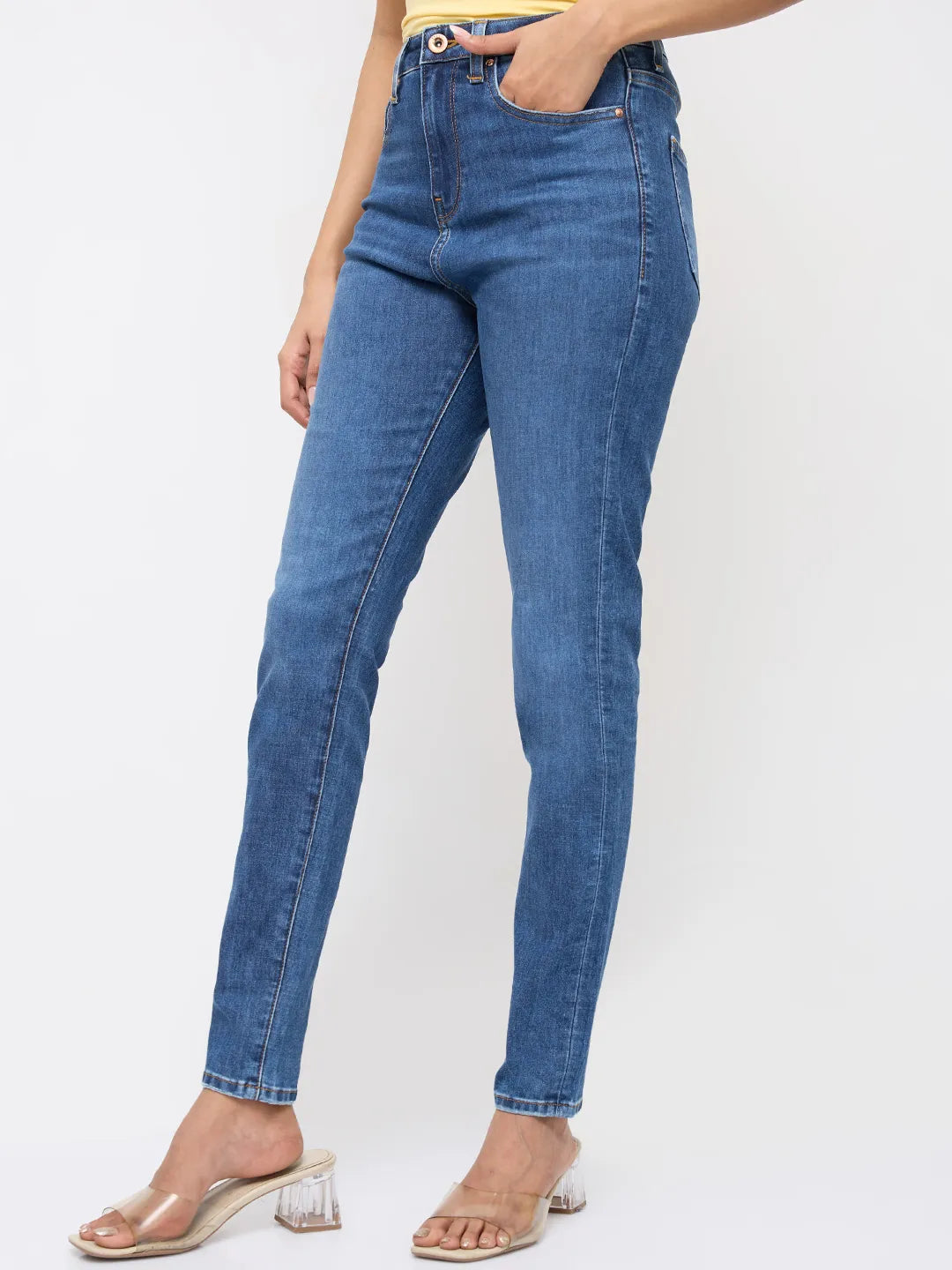 Women Alexa Jeans Super Skinny Fit Mid Blue High Rise