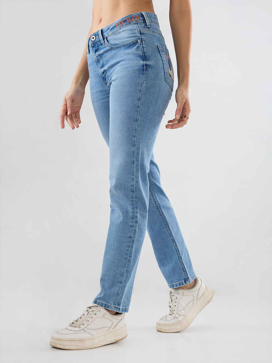Women Emma Jeans Slim Fit Light Blue Mid Rise