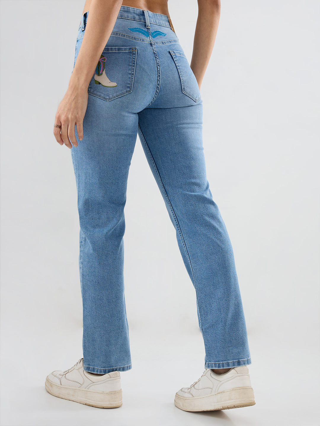 Women Emma Jeans Slim Fit Light Blue Mid Rise