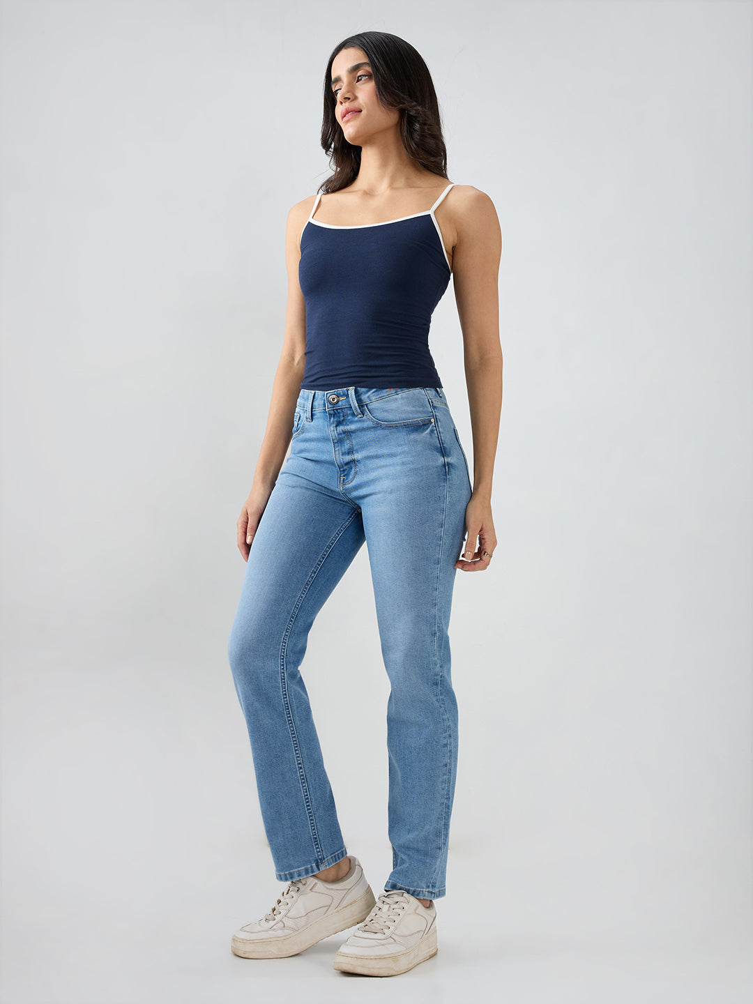 Women Emma Jeans Slim Fit Light Blue Mid Rise
