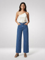 Women Bella Jeans Straight Fit Mid Blue High Rise