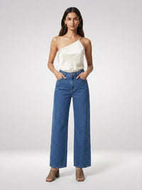 Women Bella Jeans Straight Fit Mid Blue High Rise