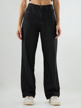 Women Bella Jeans Straight Fit Black High Rise