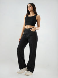 Women Bella Jeans Straight Fit Black High Rise