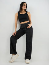 Women Bella Jeans Straight Fit Black High Rise