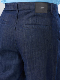 Women Jeans Straight Fit Dark Blue High Rise