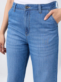 Women Jeans Straight Fit Mid Blue High Rise