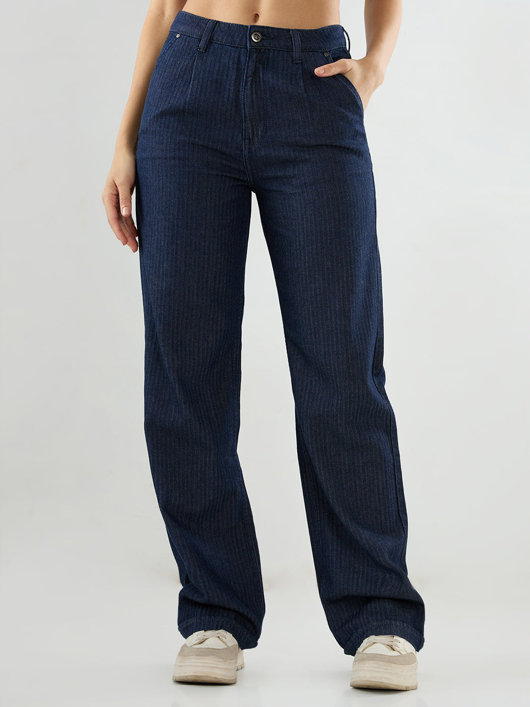 Women Bella Jeans Straight Fit Dark Blue High Rise