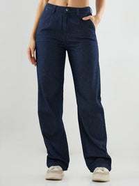 Women Bella Jeans Straight Fit Dark Blue High Rise