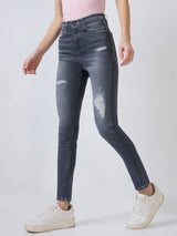 Women Alexa Jeans Super Skinny Fit Grey High Rise