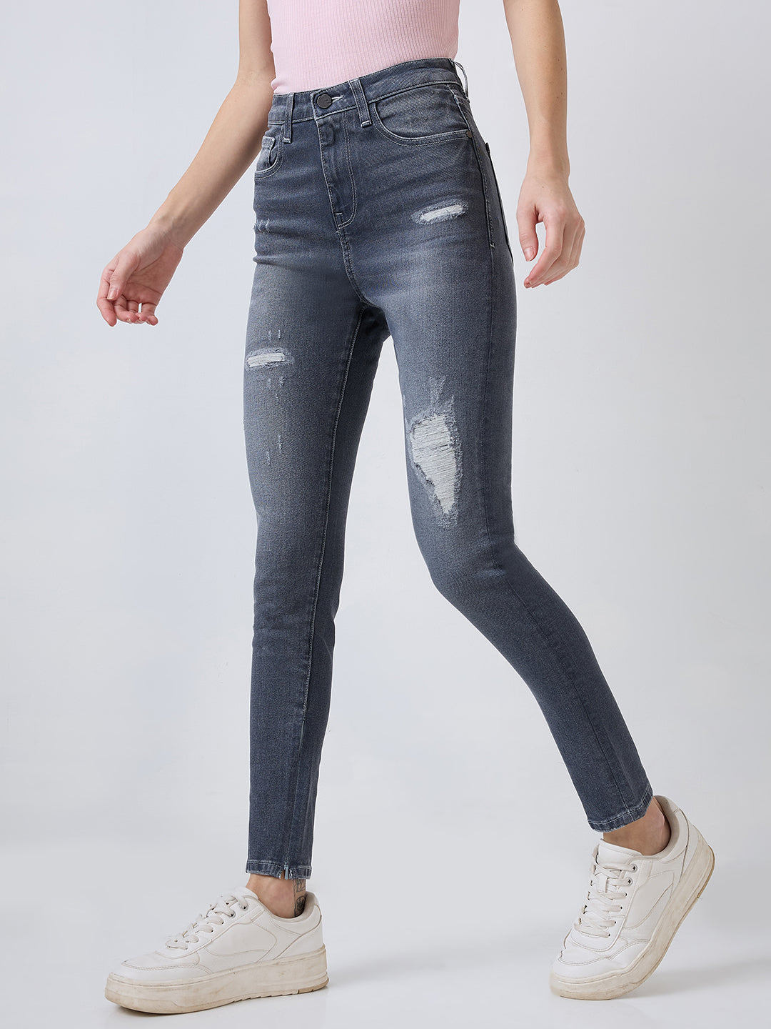 Women Alexa Jeans Super Skinny Fit Grey High Rise