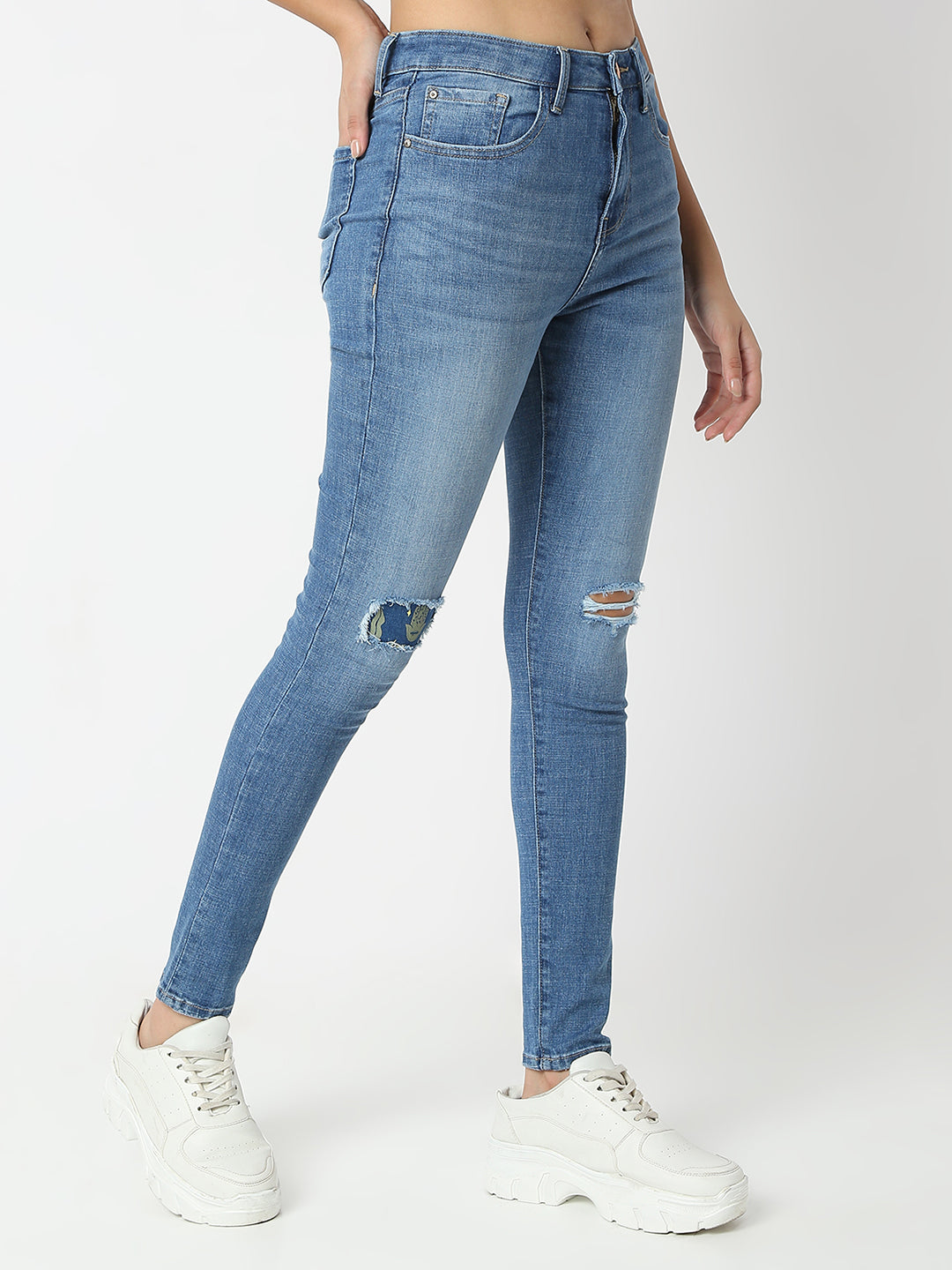 Spykar Light Blue Super Skinny Fit High Rise Jeans For Women